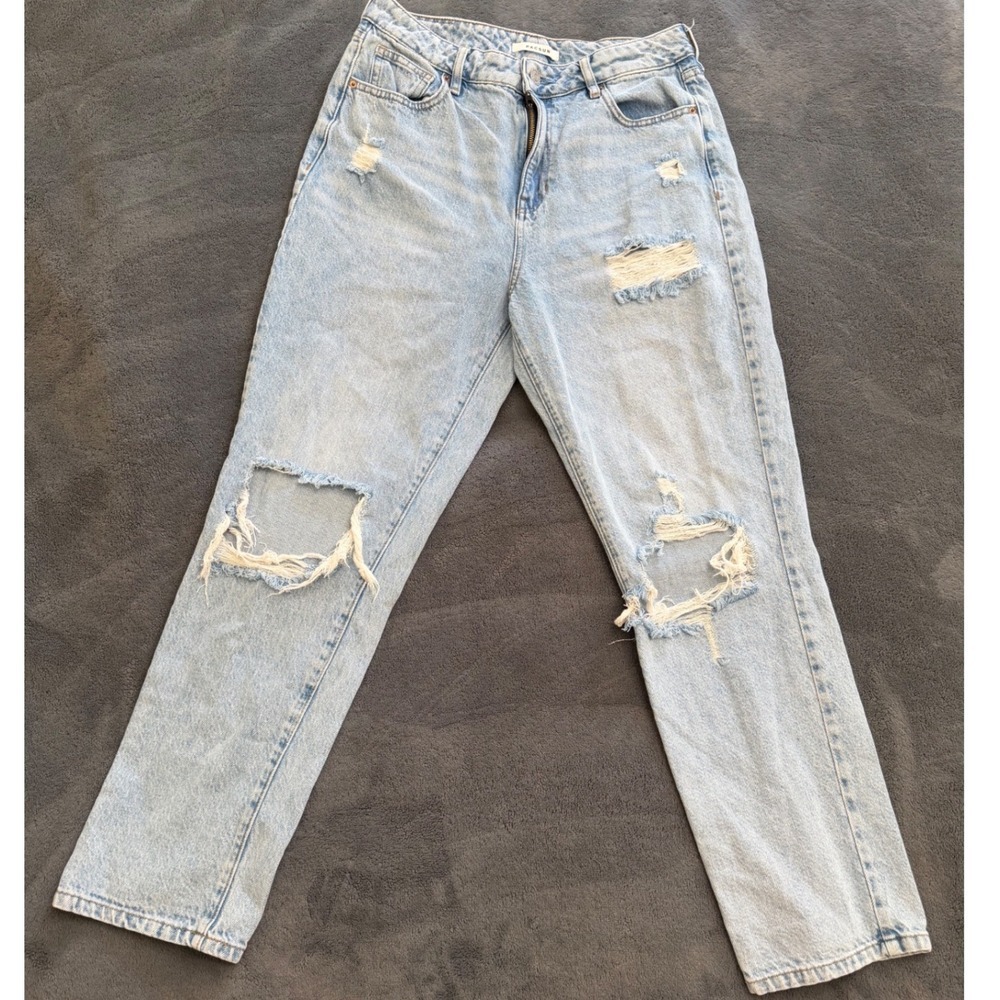 PacSun Mom Jeans Womens 28 Light Blue Excellent Distressed High Rise Tapered Leg - Picture 6 of 8